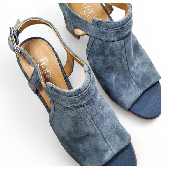 NEW Franco Sarto Harlet Sandals Block Heel Slingback Blue Suede Size 6.5M - Picture 3 of 12
